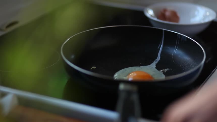 Brown eggs being fried