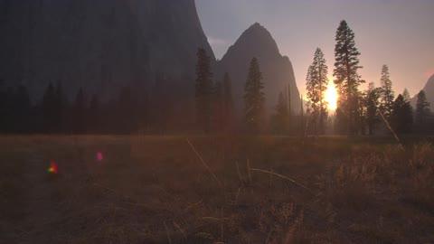 An empty field at sunset