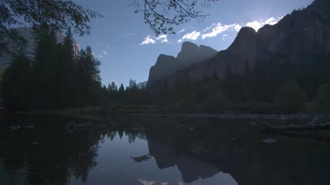 A beautiful mountain lake scene