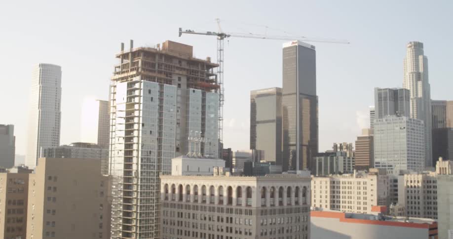 Buildings stand tall in a city