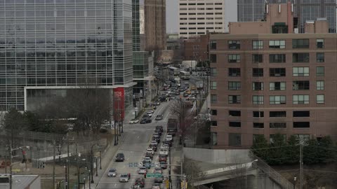 Traffic in a city during the day