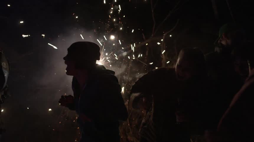 People are celebrating at night