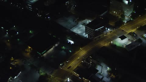 Aerial view of a city at night
