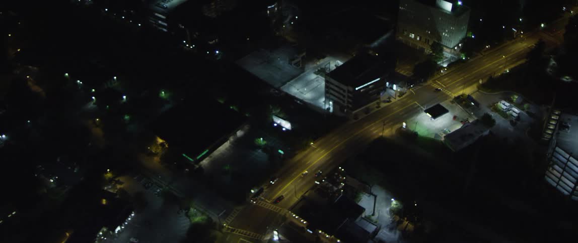 Aerial view of a city at night