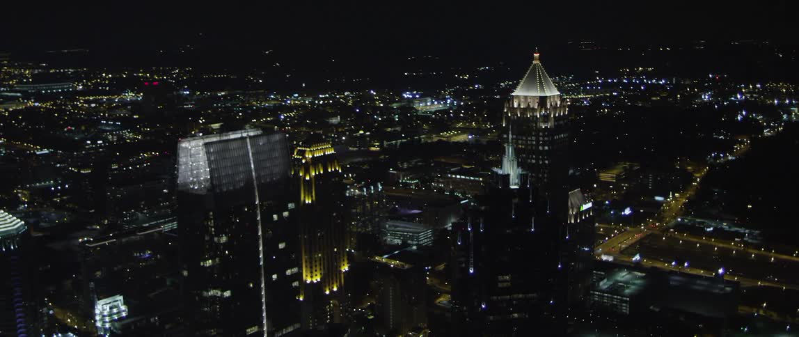 A city is lit up at night