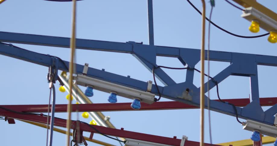 A machine rotating in an amusement park